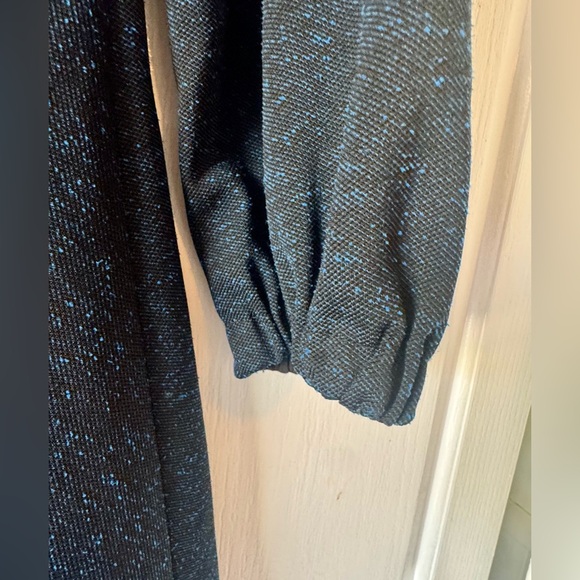 TIBI Blue and Black Heather “Eclipse” Holiday Festive Pique Ruched Dress - Picture 6 of 11